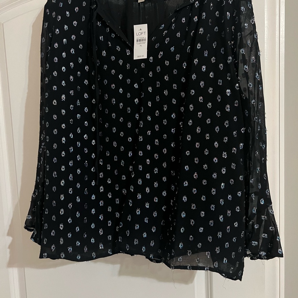 LOFT XL BNWT Women's Metallic Dot Top